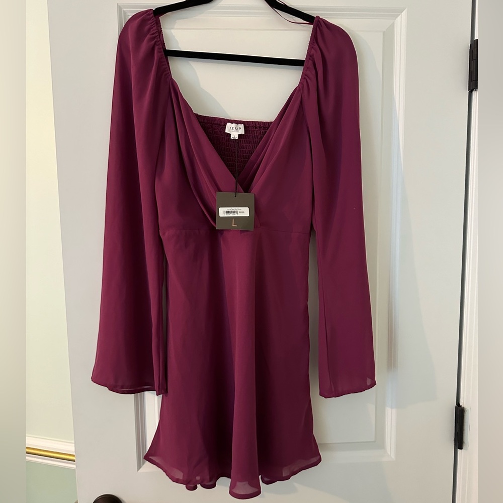 NWT Le Lis Tate Mini Dress Plum Purple Large